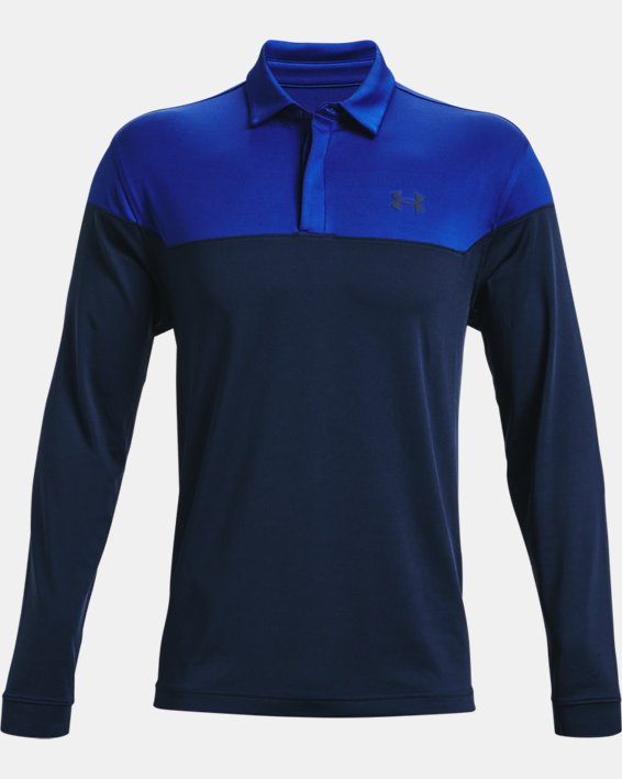 Herren UA Playoff Langarm-Poloshirt, Blue, pdpMainDesktop image number 4